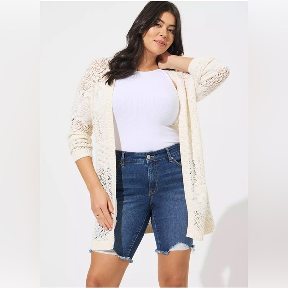 Torrid Women’s Open Stitch Cardigan Open Front Sweater Ivory Size Torrid 3 = 3XL - Picture 1 of 12